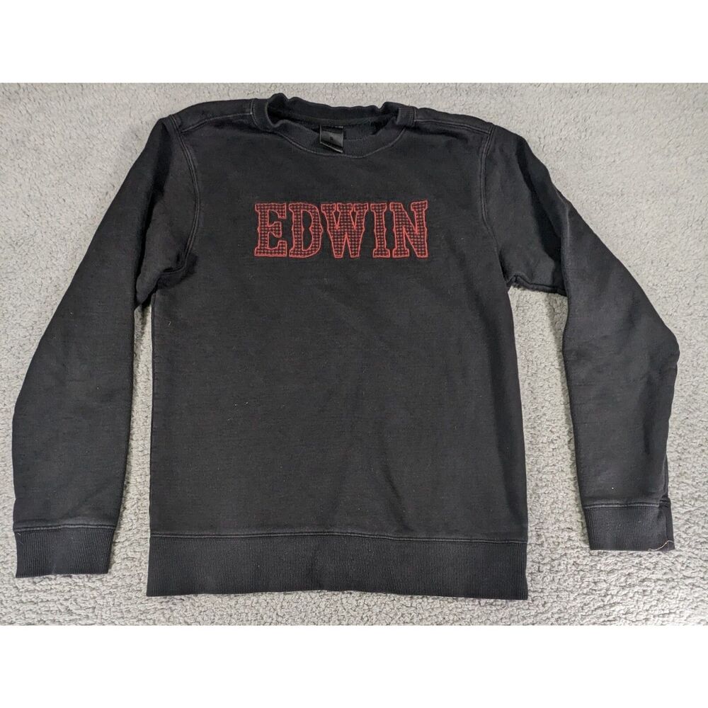 Edwin Sweatshirt Mens Size Small Black Red Edwin Long Sleeve